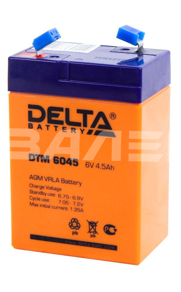 АКБ  Delta_DTM_6045  6V  4,5 Ач  70х47х101