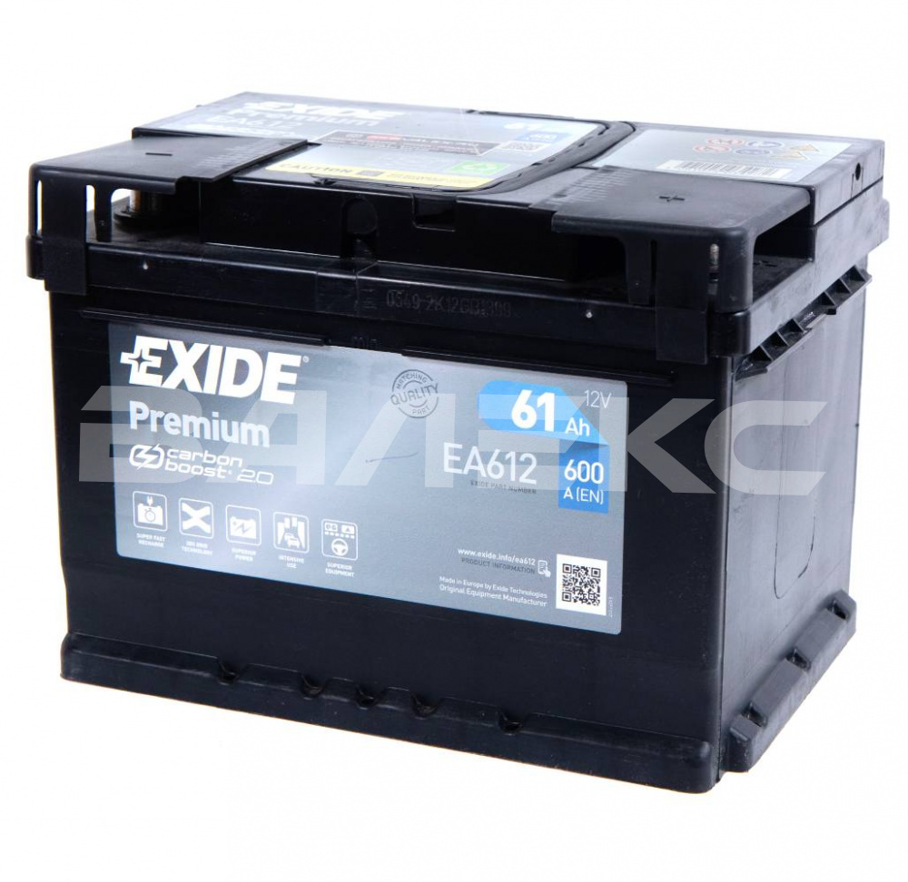 АКБ EXIDE_PREMIUM_LB 61 Ач обратная п. 600 А