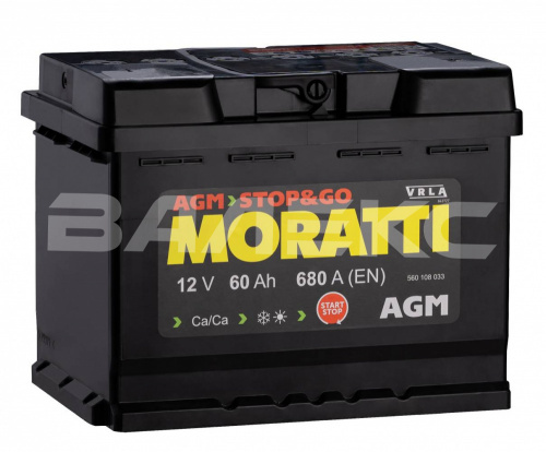 АКБ MORATTI_AGM  60 Ач  oбратная п. 680 А фото в интернет-магазине Валекс